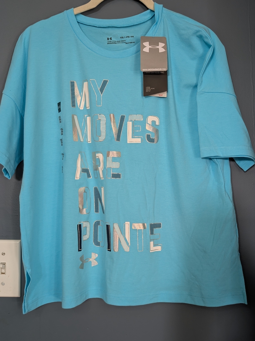 Under Armour Tee "My Moves Are On Pointe" Youth XL Loose UA Girls T-shirt *P23